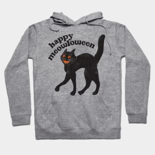 Happy Meowloween Vintage Black Cat Halloween Design Hoodie